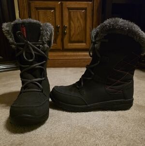 Columbia Big KIDS Black/Pink/Gray Kids Winter Boots